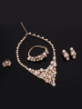 thumb Alloy Rose Gold Plated Fashion Artificial Pearls Four Pieces Jewelry Set 1