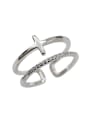 thumb Fashion Two-band Little Cross Cubic Zirconias Silver Opening Ring 0
