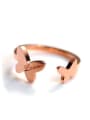 thumb Double Butterfly Rose Gold Plated Opening Ring 0
