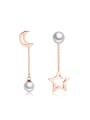 thumb Fashion Artificial Pearls Hollow Moon Star Stud Earrings 0