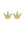 thumb 925 Sterling Silver With Cubic Zirconia Simplistic Crown Stud Earrings 0