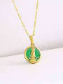 thumb Copper Alloy 23K Gold Plated Fashion Kwan-yin Emerald Necklace 1