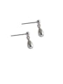 thumb 925 Sterling Silver With Platinum Plated Simplistic Water Drop Stud Earrings 0