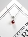 thumb Fashion Ruby Stone Bead Little Snowflake 925 Silver Necklace 0