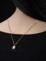 thumb Simple Flower Rhinestone Rose Gold Plated Titanium Necklace 1