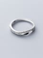 thumb 925 Sterling Silver With Platinum Plated Simplistic Irregular Free Size Engagement Rings 2