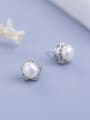 thumb Fashion Tiny Flowery Freshwater Pearl 925 Silver Stud Earrings 0
