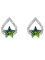 thumb Fashion Star austrian Crystals Water Drop Alloy Stud Earrings 1