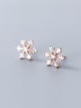 thumb 925 Sterling Silver With Cubic Zirconia Cute Snowflake Stud Earrings 2