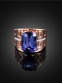 thumb Purple Square Shaped Rose Gold Plated Zircon Ring 1