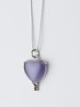 thumb Elegant Heart Shaped Purple Opal S925 Silver Pendant 0