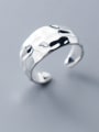 thumb 925 Sterling Silver With Platinum Plated Simplistic Concave Surface  Free Size  Rings 1