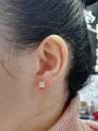 thumb Rose Gold Corundum Square stud Earring 1