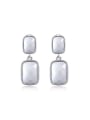 thumb Trendy Platinum Plated Double Square Drop Earrings 0
