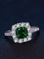 thumb Fashion Square Green Zircon Copper Ring 2