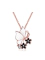 thumb Fashion Butterfly Flowers Rhinestones Necklace 3