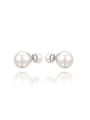 thumb Elegant White Gold Plated Artificial Pearl Drop Earrings 0