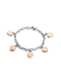 thumb Simple Smooth Rose Gold Plated Heart Titanium Bracelet 0