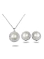 thumb Elegant Platinum Plated Round Shaped Artificial Pearl Two Pieces Jewelry Set 0