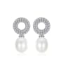 thumb 925 Sterling Silver With Platinum Plated Simplistic Round Drop Earrings 0