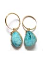 thumb Exaggerated Natural Blue Crystal Agate Stone Earrings 1