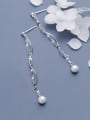 thumb 925 Sterling Silver With Platinum Plated Simplistic Chain Threader Earrings 2