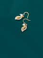 thumb 925 Sterling Silver With Gold Plated Personality Leaf Hook Earrings 0