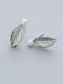 thumb Leaf Shaped Shell Pearl Stud Earrings 0