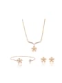 thumb 2018 Alloy Imitation-gold Plated Fashion Artificial Stones Flower Three Pieces Jewelry Set 0