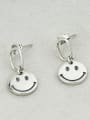 thumb Vintage Sterling Silver With Antique Silver Plated Simplistic Retro Smiley  Drop Earrings 0