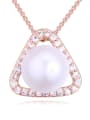 thumb Fashion Imitation Pearl Shiny Cubic Zirconias Triangle Pendant Alloy Necklace 2