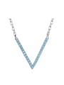 thumb Simple V-shaped Tiny Turquoise Stones Necklace 0