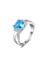 thumb Elegant Blue Square Shaped Zircon Copper Ring 0