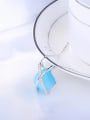 thumb Fresh Blue Square Shaped Opal Necklace 1