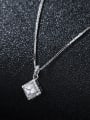 thumb 925 Sterling Silver With Platinum Plated Simplistic Square Necklaces 1