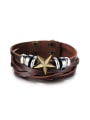 thumb Retro style Brown Artificial Leather Star Men Bracelet 0