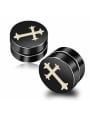 thumb Stainless Steel With Black Gun Plated Personality Cross Stud Earrings 0
