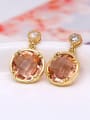 thumb Women Exquisite Round Shaped Glass Earrings 1
