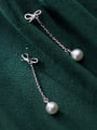 thumb 925 Sterling Silver With  Artificial Pearl Trendy Bowknot Drop Earrings 2