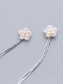 thumb 925 Sterling Silver With Resin Fashion Flower Flow comb Threader Earrings 3