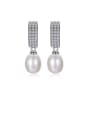 thumb 925 Sterling Silver With Platinum Plated Simplistic Geometric Drop Earrings 0