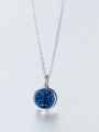 thumb All-match Blue Round Shaped Crystal S925 Silver Necklace 0