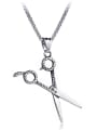 thumb Stainless Steel With Antique Silver Plated Personality scissor Necklaces 0