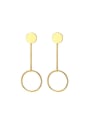 thumb Temperament Round Shaped Gold Plated Titanium Drop Earrings 0