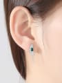 thumb Sterling silver emerald inlaid zircon geometric free size earring 1