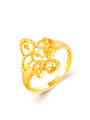 thumb Exquisite Hollow Flower Shaped 24K Gold Plated Copper Ring 0