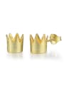 thumb 925 Sterling Silver Gold Plated Tiny Crown Stud Earrings 0