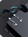 thumb 925 Sterling Silver With Platinum Plated Simplistic Triangle Drop Earrings 2