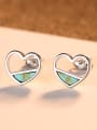 thumb 925 Sterling Silver With Turquoise  Cute Heart Stud Earrings 2
