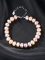 thumb Sterling Silver 8-9mm flat mixed color natural freshwater pearl bracelet 0